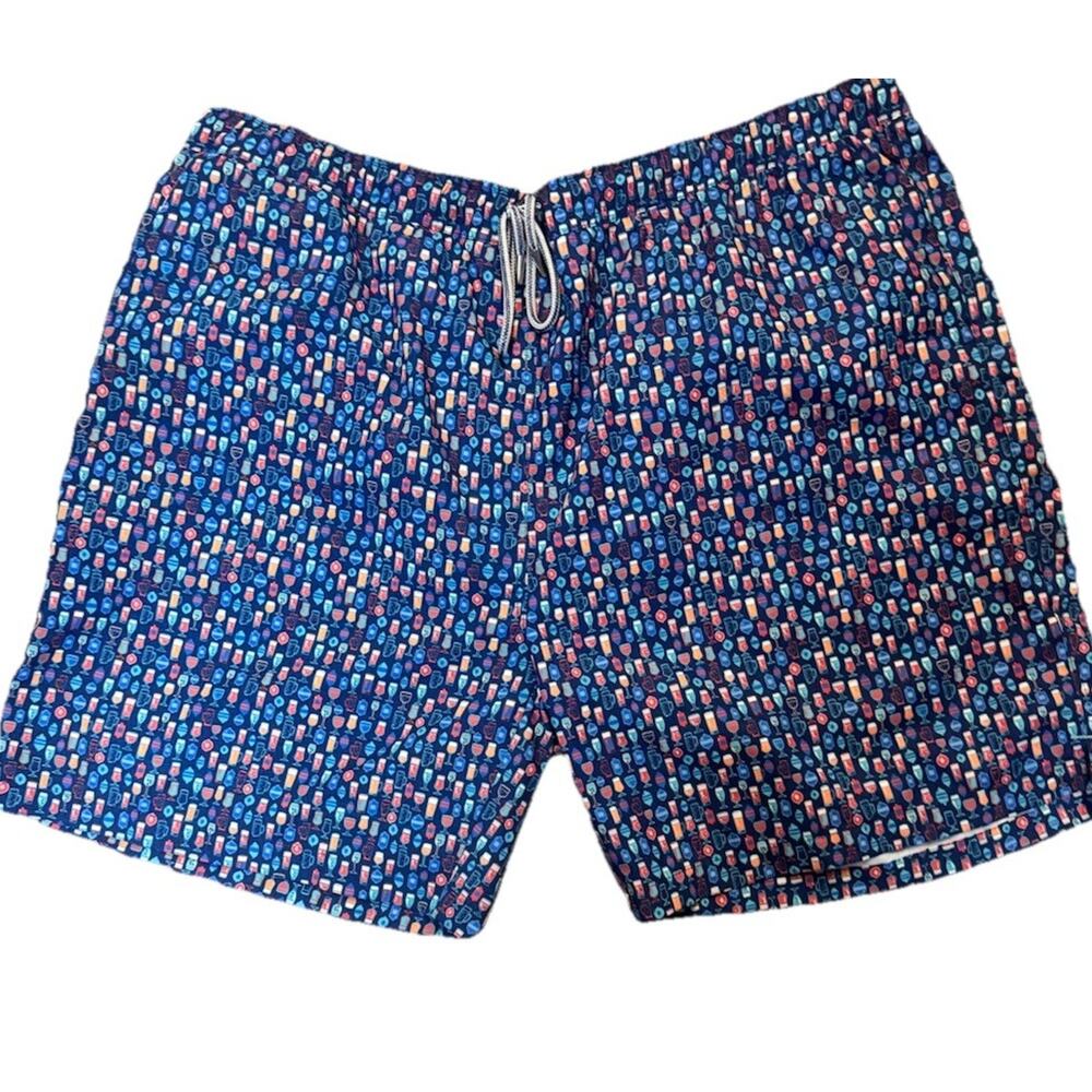 NEW Peter Millar Shorts Men's XXL Blue Cocktails Trunks Lined Drawstring